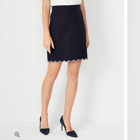 Talbots Dresses & Skirts - Talbots scalloped hem A-Line navy and white skirt size 8 NWOT office car…